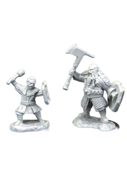 Critical Role Unpainted Miniatures: Kymall Militia Brawler & Jorenn Militia Holy Axeman